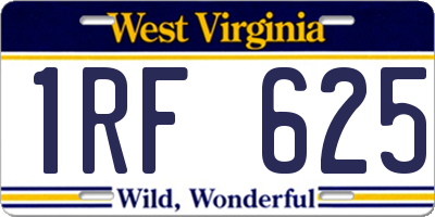 WV license plate 1RF625