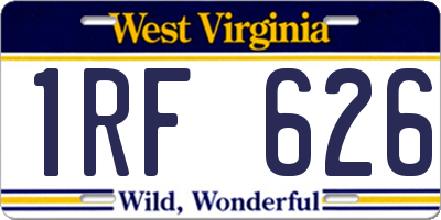WV license plate 1RF626