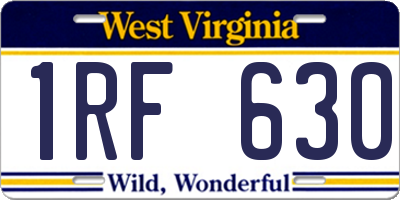 WV license plate 1RF630