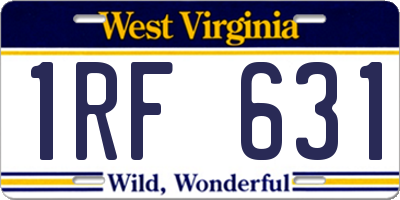 WV license plate 1RF631