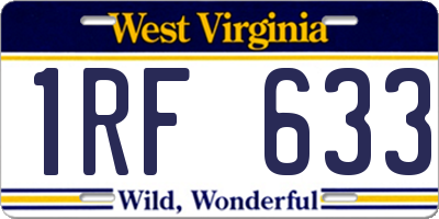 WV license plate 1RF633