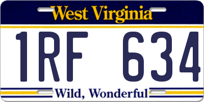 WV license plate 1RF634