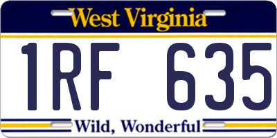 WV license plate 1RF635
