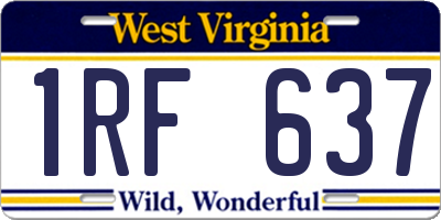 WV license plate 1RF637