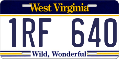 WV license plate 1RF640