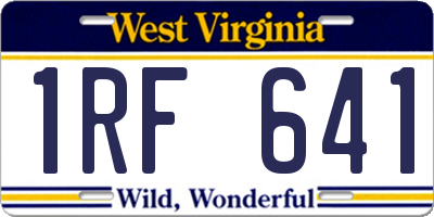 WV license plate 1RF641