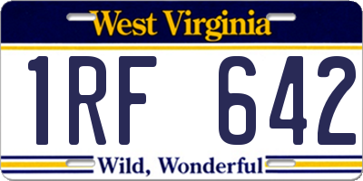 WV license plate 1RF642