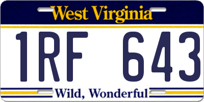 WV license plate 1RF643