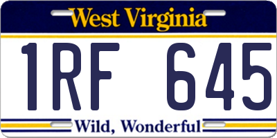 WV license plate 1RF645