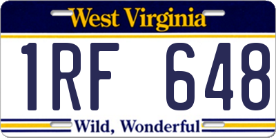 WV license plate 1RF648
