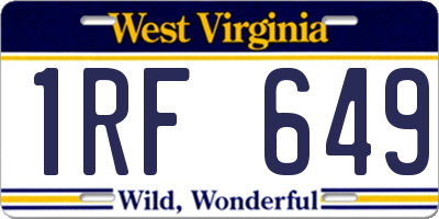 WV license plate 1RF649