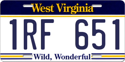 WV license plate 1RF651