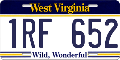 WV license plate 1RF652