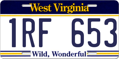 WV license plate 1RF653