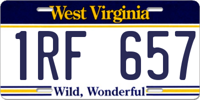 WV license plate 1RF657
