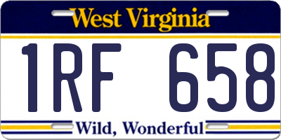 WV license plate 1RF658