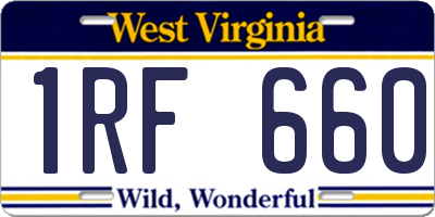 WV license plate 1RF660