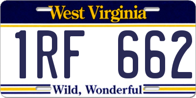 WV license plate 1RF662