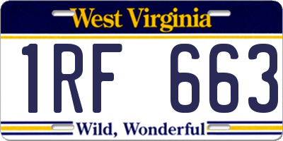 WV license plate 1RF663