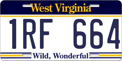 WV license plate 1RF664