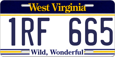 WV license plate 1RF665
