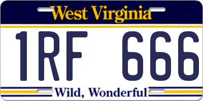 WV license plate 1RF666