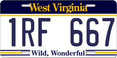 WV license plate 1RF667
