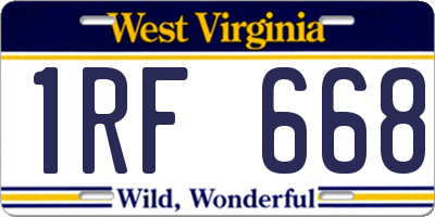 WV license plate 1RF668
