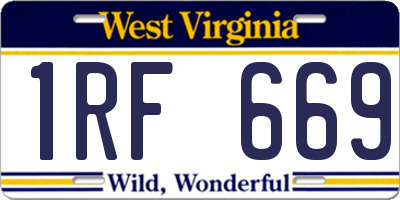WV license plate 1RF669