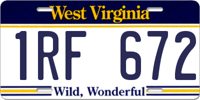 WV license plate 1RF672