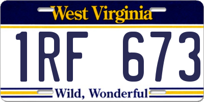 WV license plate 1RF673