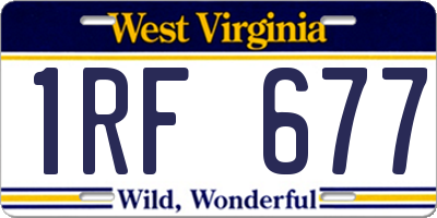WV license plate 1RF677