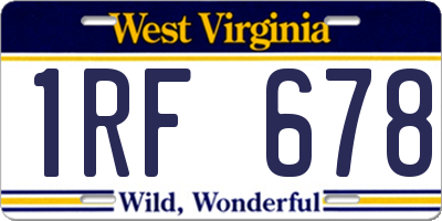 WV license plate 1RF678