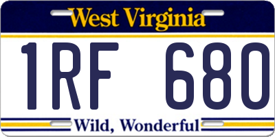 WV license plate 1RF680