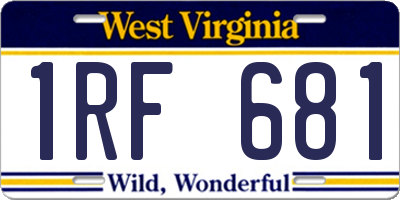 WV license plate 1RF681