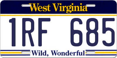 WV license plate 1RF685