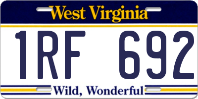WV license plate 1RF692