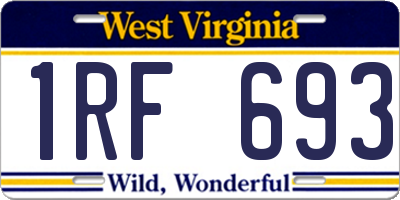 WV license plate 1RF693