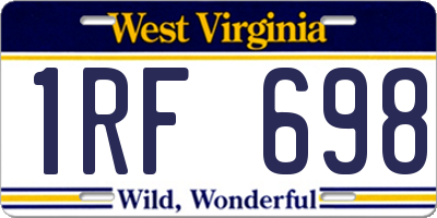 WV license plate 1RF698