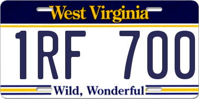 WV license plate 1RF700