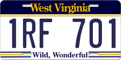 WV license plate 1RF701