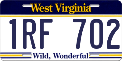 WV license plate 1RF702