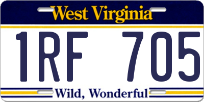 WV license plate 1RF705