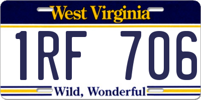 WV license plate 1RF706