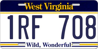 WV license plate 1RF708
