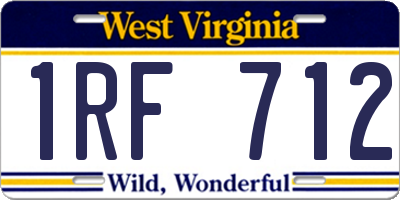 WV license plate 1RF712