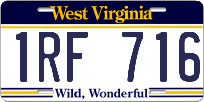 WV license plate 1RF716