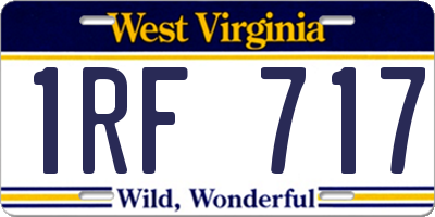 WV license plate 1RF717
