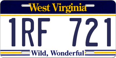 WV license plate 1RF721