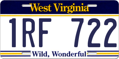WV license plate 1RF722